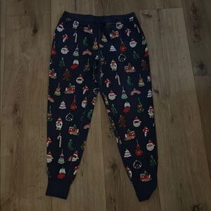 Hanna Andersson Navy Pajama Pants with Festive Print
